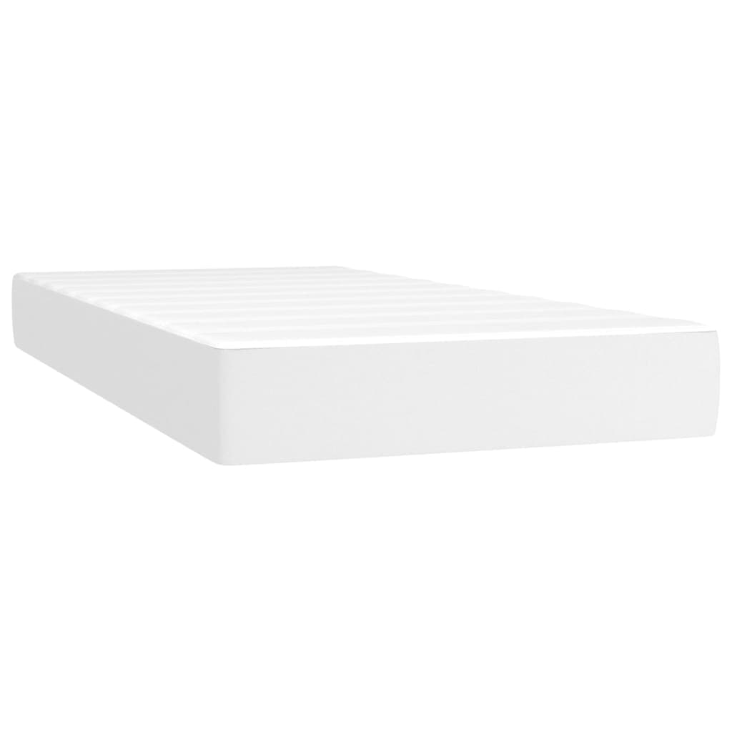 vidaXL Colchão de molas ensacadas firmeza média 100x200x20cm couro artificial branco
