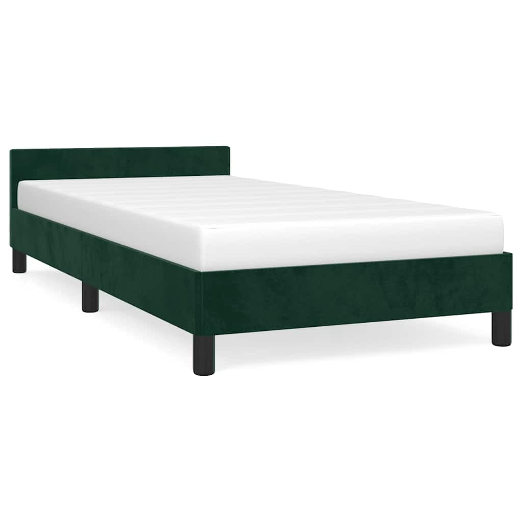 vidaXL Estrutura de cama sem colchão 90x200 cm veludo verde-escuro