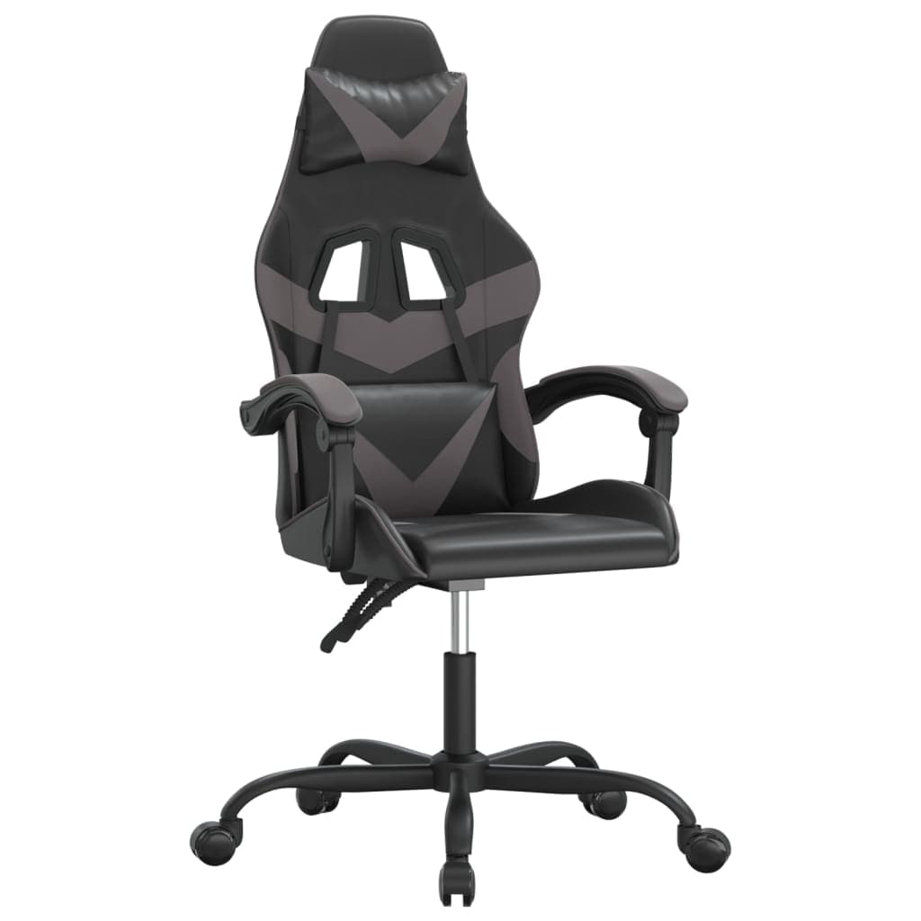 vidaXL Cadeira gaming giratória couro artificial preto e cinzento