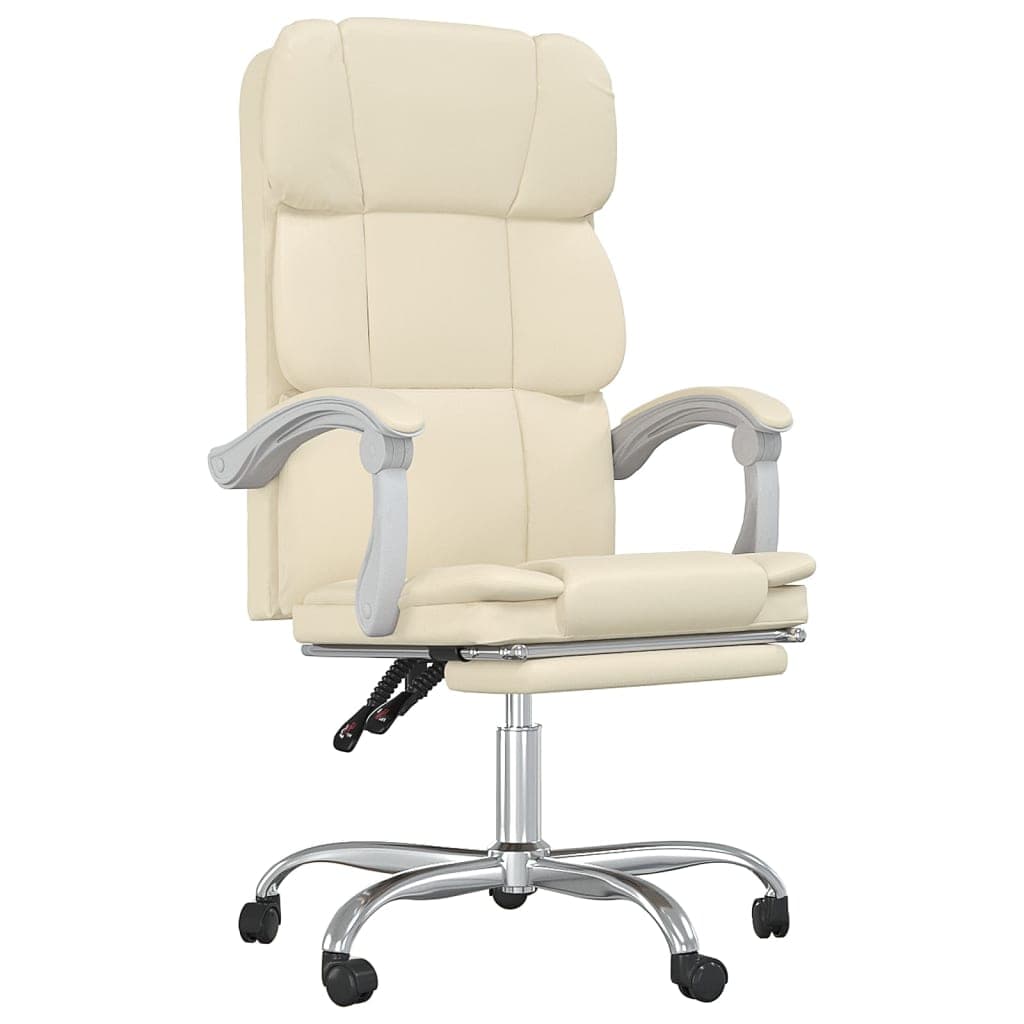 Cadeira de Escritório Reclinável Couro Artificial Cor Creme - 349632
