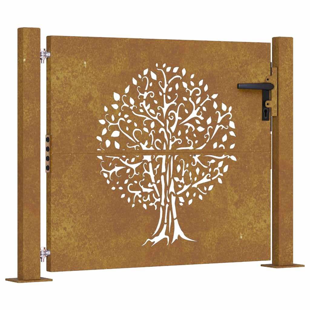 vidaXL Portão de Jardim 105x105 cm Aço Corten Design Árvore - 638012113