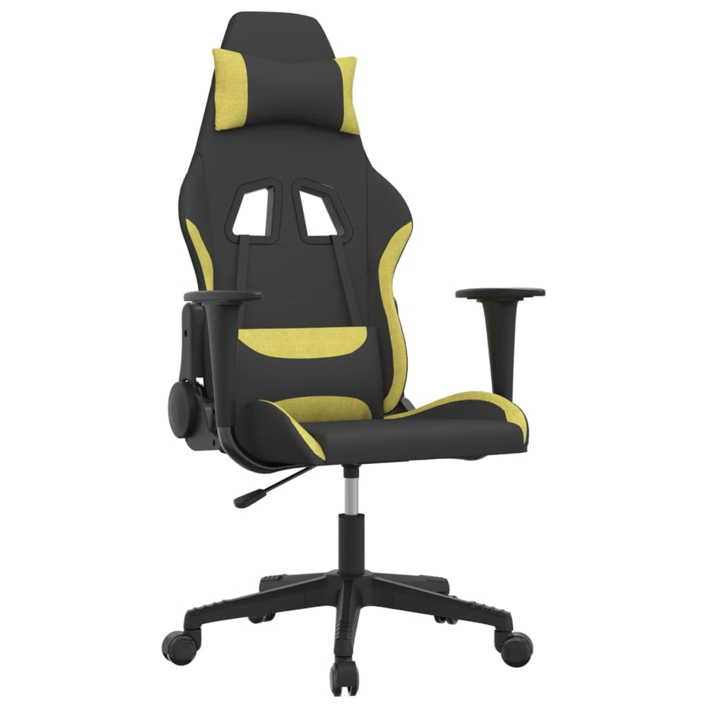 vidaXL Cadeira de gaming tecido preto e verde-claro