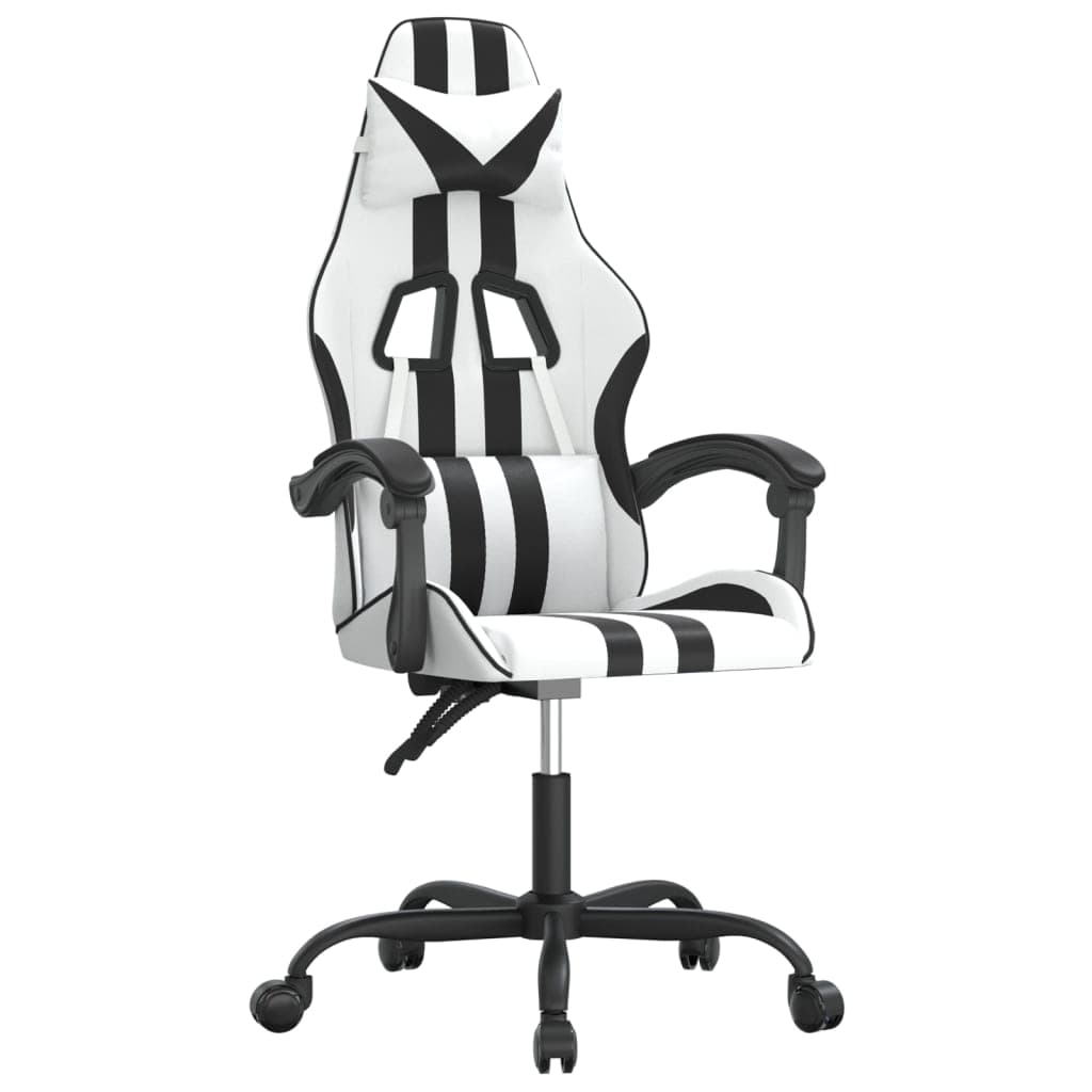 vidaXL Cadeira gaming couro artificial branco e preto