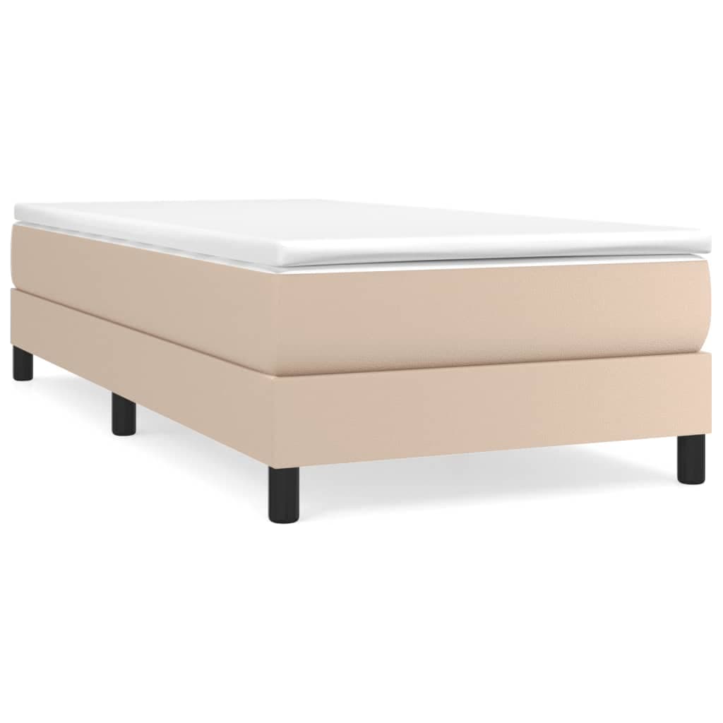 vidaXL Estrutura de cama com molas 100x200 cm couro artificial cappuccino