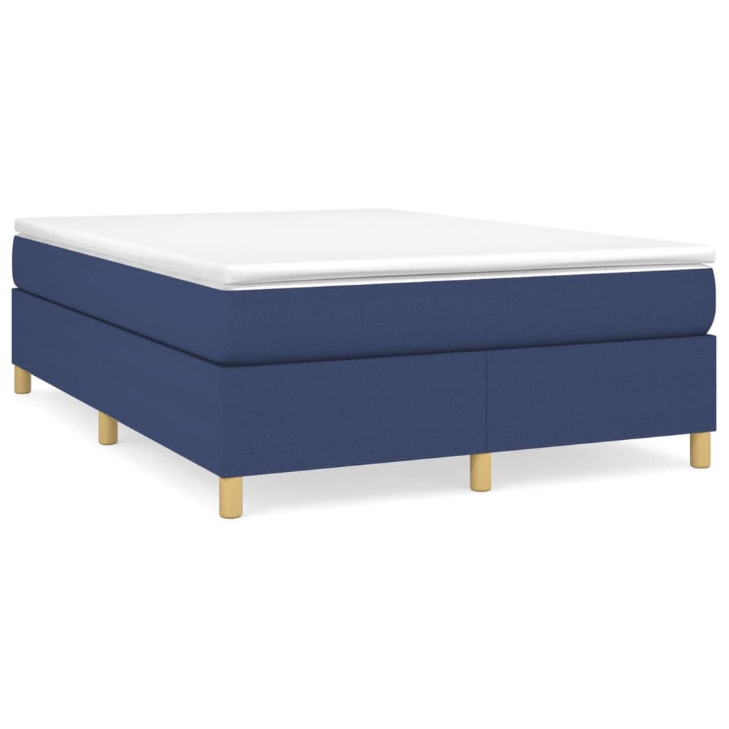 vidaXL Estrutura de cama com molas 140x200 cm tecido azul