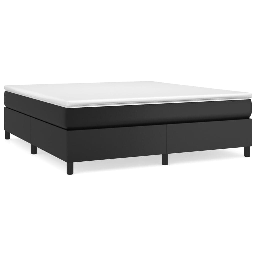 vidaXL Estrutura de cama com molas 160x200 cm couro artificial preto