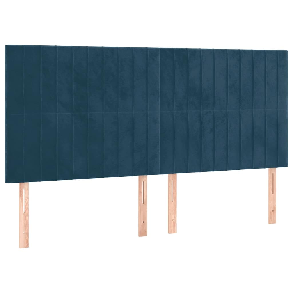 vidaXL Cabeceira Azul Escuro 200x5x118/128 cm Veludo