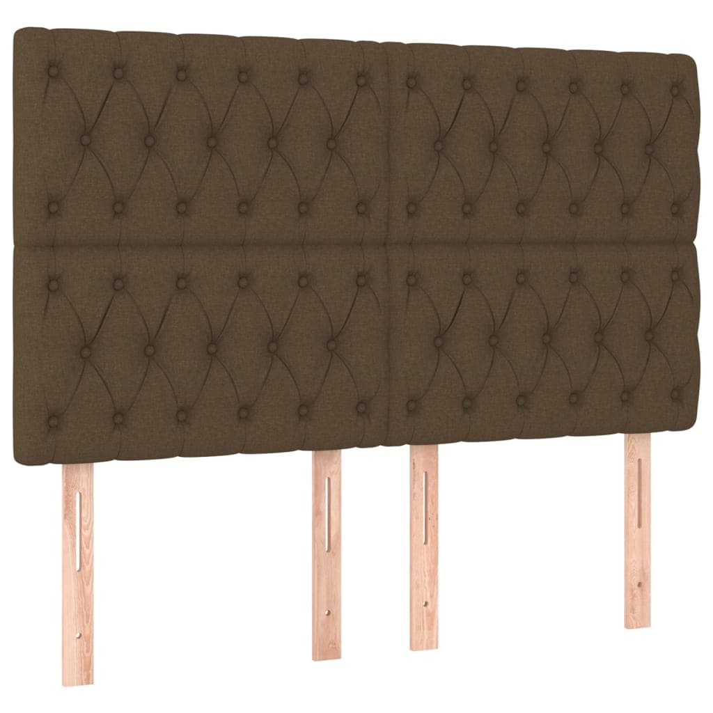 vidaXL Cabeceira Castanho Escuro 160x7x118/128 cm Tecido