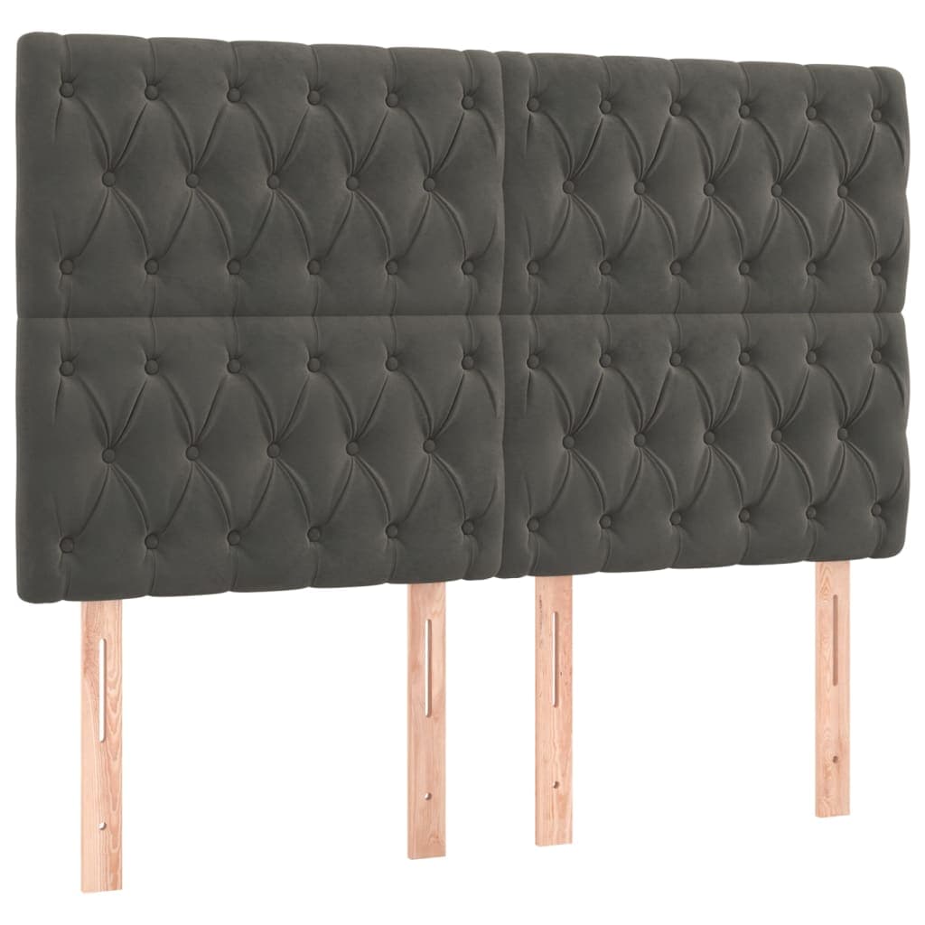 vidaXL Cabeceira Cinza Escuro 160x7x118/128 cm Veludo