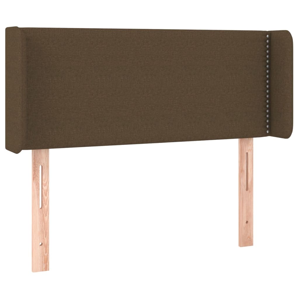 vidaXL Cabeceira de cama c/ abas tecido 103x16x78/88cm castanho-escuro