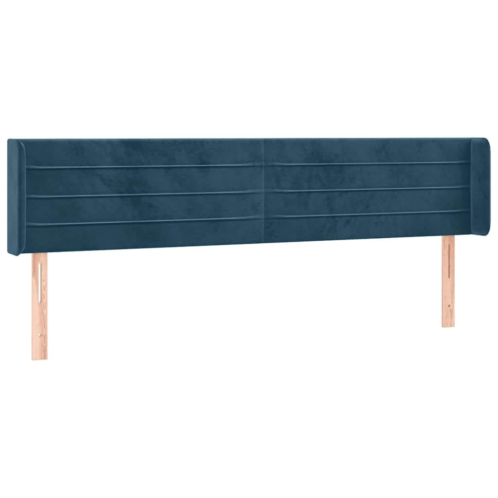 Cabeceira de Cama com Abas Veludo 203x16x78/88cm Azul-escuro - 3118978