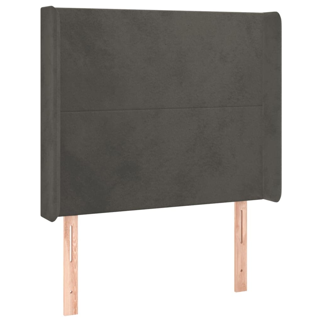 vidaXL Cabeceira cama c/ abas veludo 83x16x118/128 cm cinzento-escuro