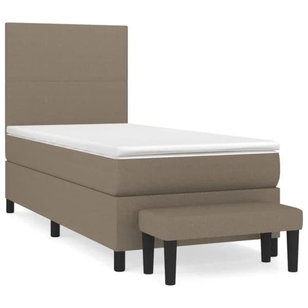 vidaXL Cama com Molas/colchão 100x200 cm Tecido Cinza-acastanhado - 2055629837