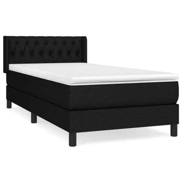 vidaXL Cama com Molas/colchão 90x200 cm Tecido Preto - 991777122