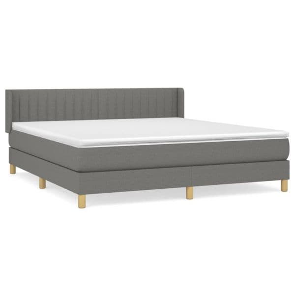vidaXL Cama com Molas/colchão 160x200 cm Tecido Cinzento-escuro - 1391473435