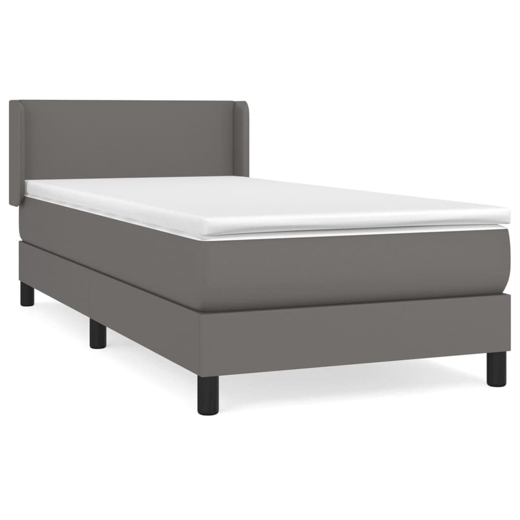 vidaXL Cama com molas/colchão 100x200 cm couro artificial cinzento
