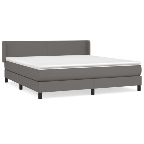 vidaXL Cama com Molas/colchão 160x200 cm Couro Artificial Cinzento - 3813729548