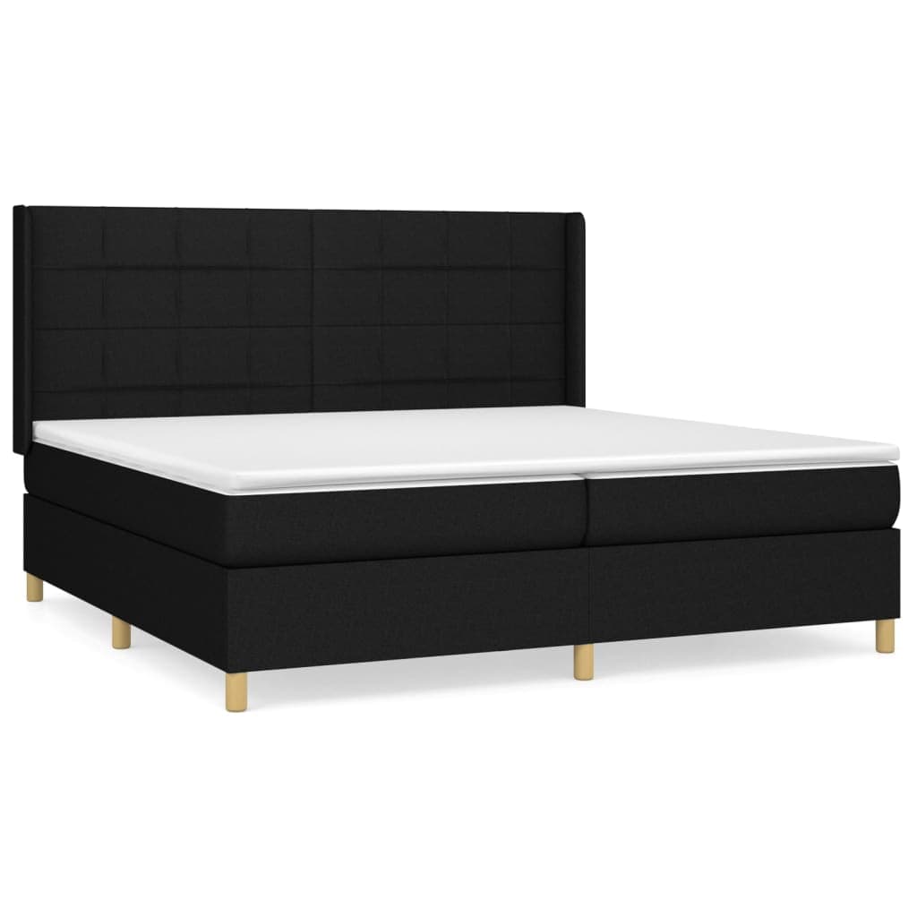vidaXL Cama com Molas/colchão 200x200 cm Tecido Preto - 357924481