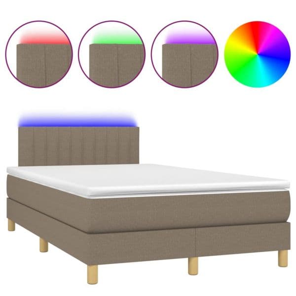 vidaXL Cama Box Spring Colchão/led 120x200cm Tecido Cinza-acastanhado - 3842871984