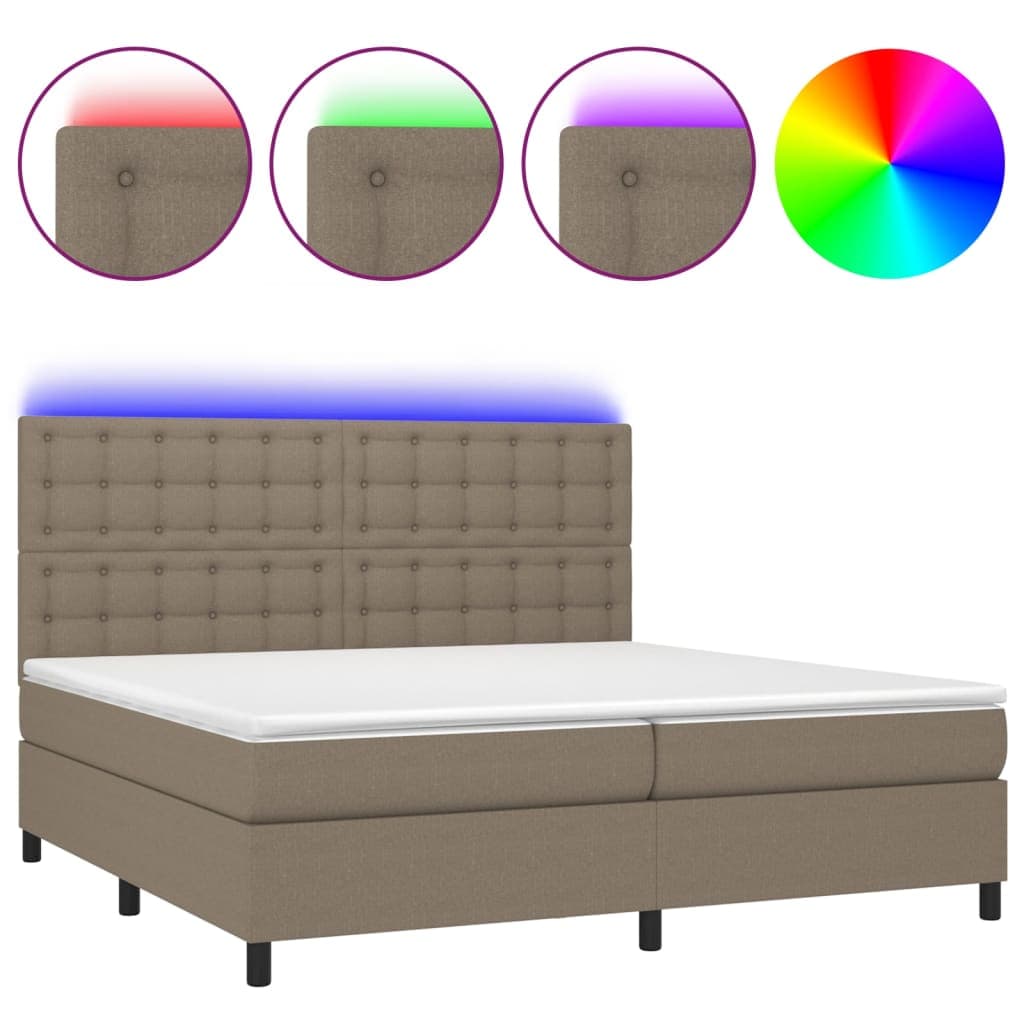 Cama Box Spring Colchão/led 200x200cm Tecido Cinza-acastanhado - 3135225
