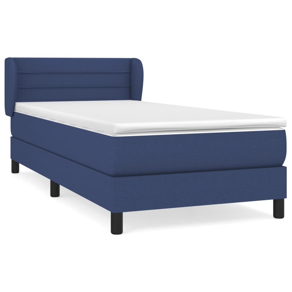 vidaXL Cama com molas/colchão 90x190 cm tecido azul