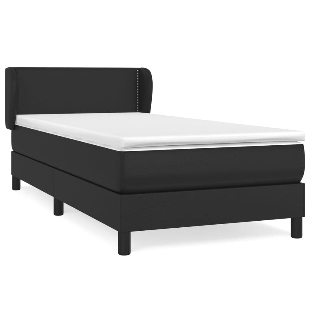 vidaXL Cama com Molas/colchão 100x200 cm Couro Artificial Preto - 669998532