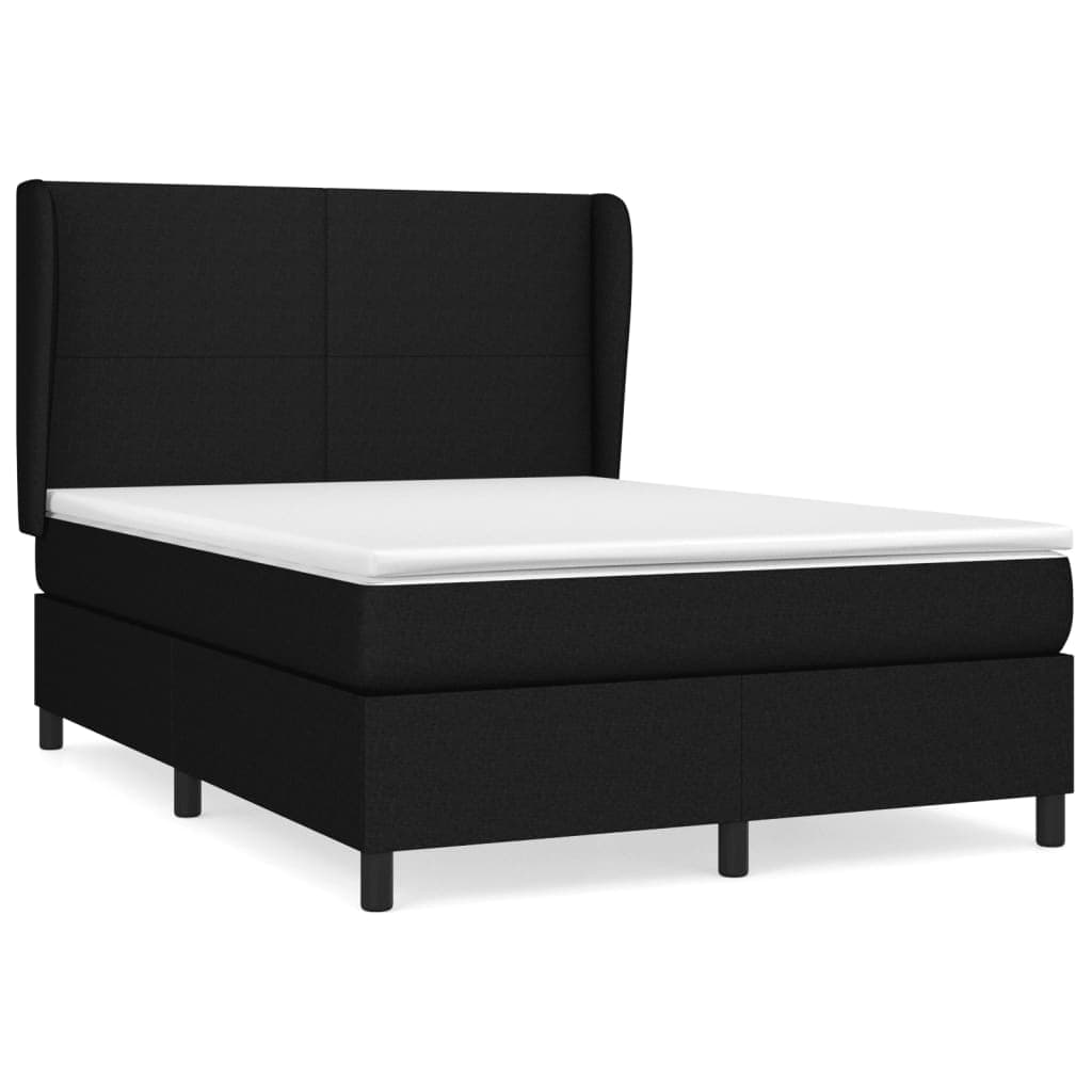 vidaXL Cama com Molas/colchão 140x200 cm Tecido Preto - 4015778557