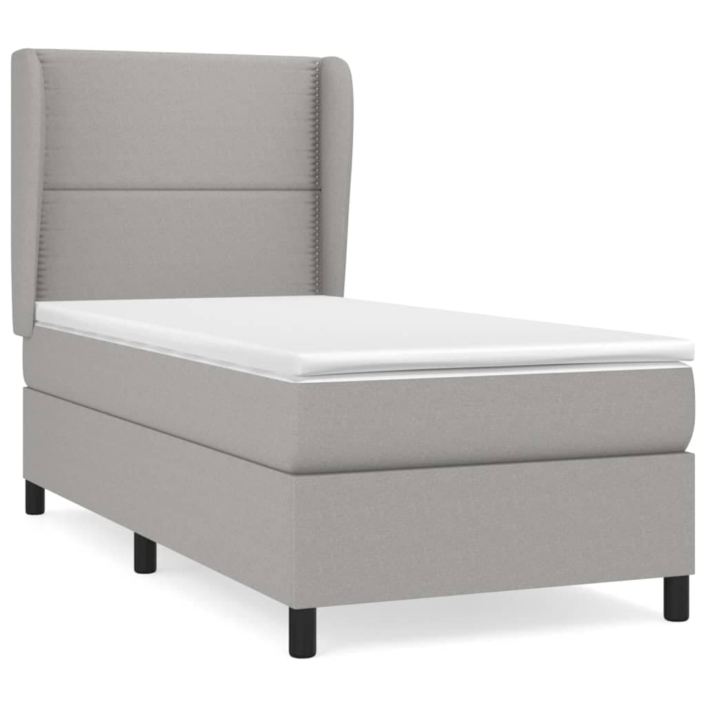 vidaXL Cama com molas/colchão 90x200 cm tecido cinza-claro