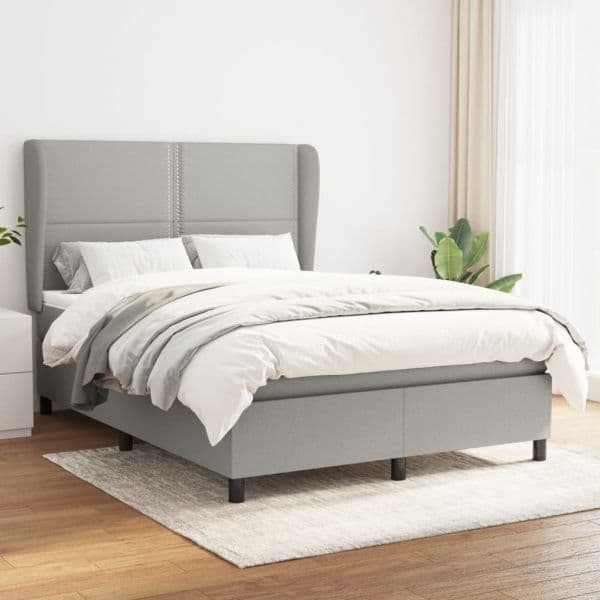 vidaXL Cama com Molas/colchão 140x200 cm Tecido Cinzento-claro - 3381395929