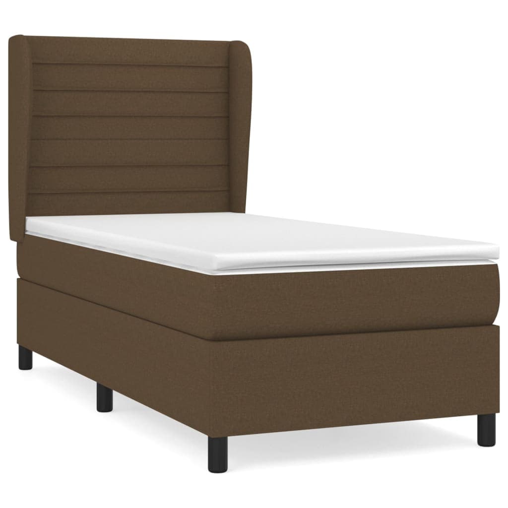 vidaXL Cama com Molas/colchão 90x190 cm Tecido Castanho-escuro - 697611906