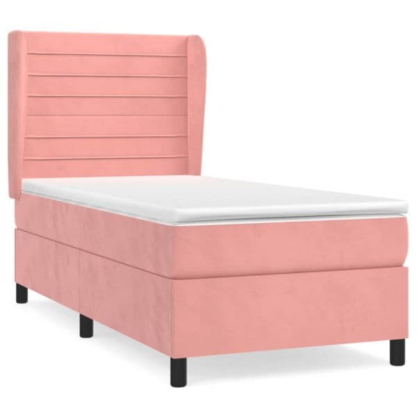 vidaXL Cama com Molas/colchão 90x200 cm Veludo Rosa - 3865951719