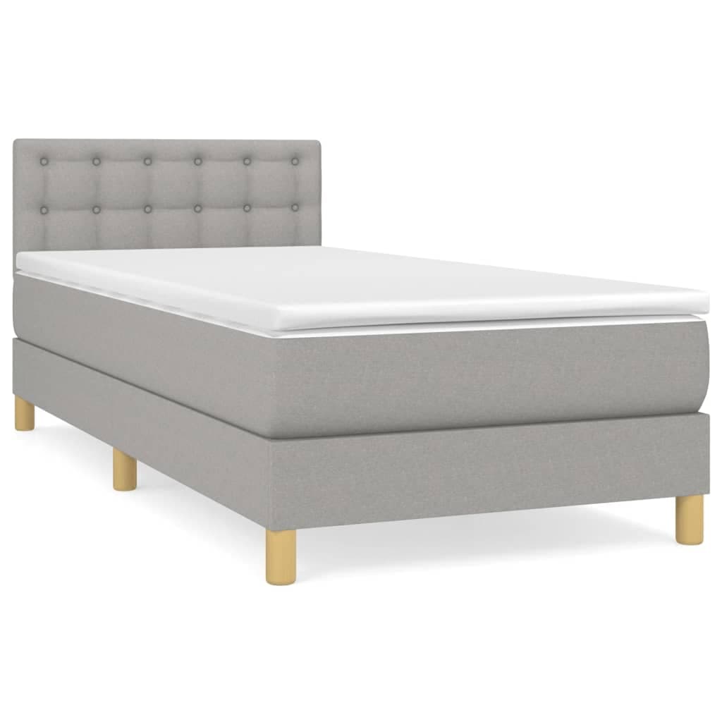 vidaXL Cama com molas/colchão 90x190 cm tecido cinzento-claro