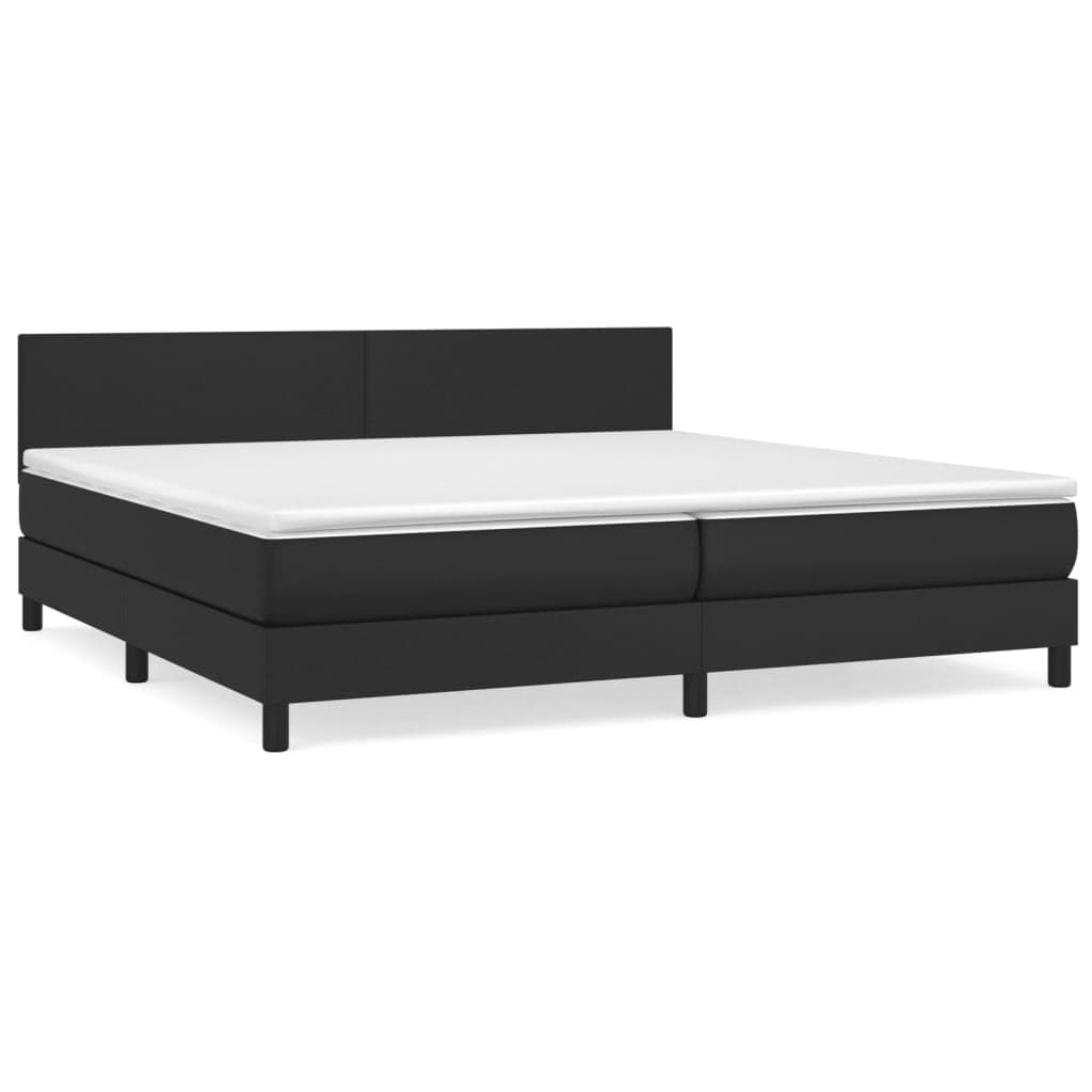 Cama com Molas/colchão 200x200 cm Couro Artificial Preto - 3141023