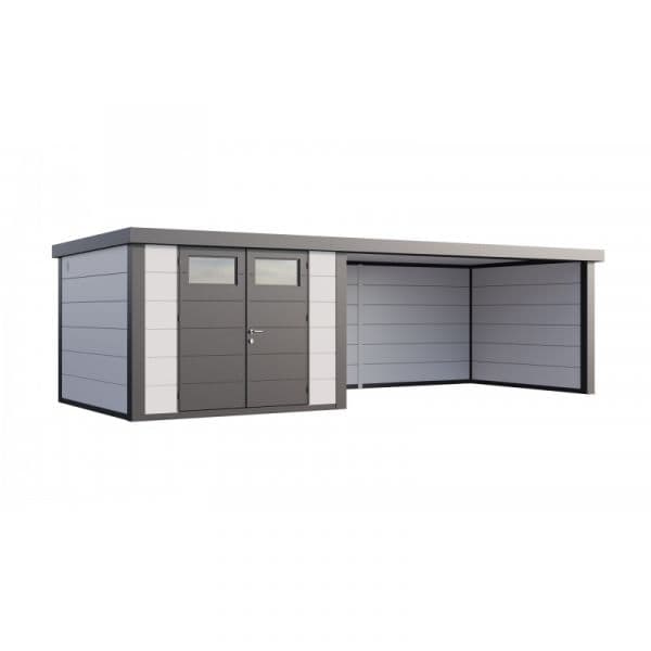 Telluria Abrigo de Jardim Metálico NH9 com Apoio Xl à Direita Branco (328 x 298) + (464 x 298) Aço Galvanizado