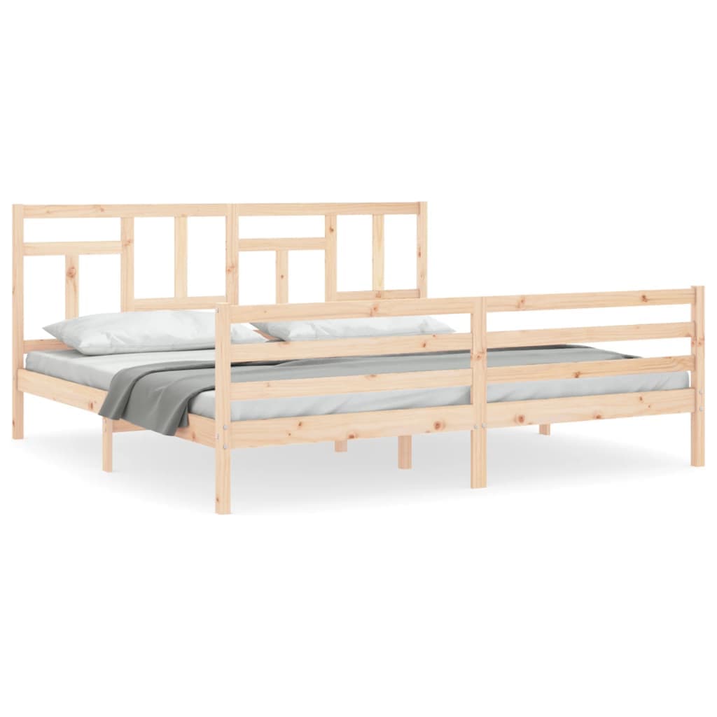 vidaXL Estrutura de cama com cabeceira 200x200 cm madeira maciça