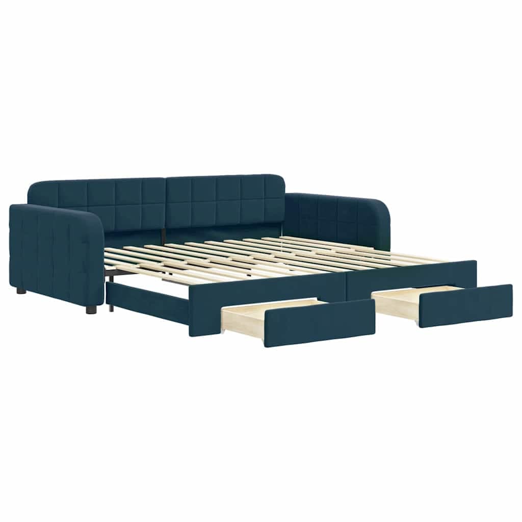 vidaXL Sofá-cama com gavetão e gavetas 100x200 cm veludo azul