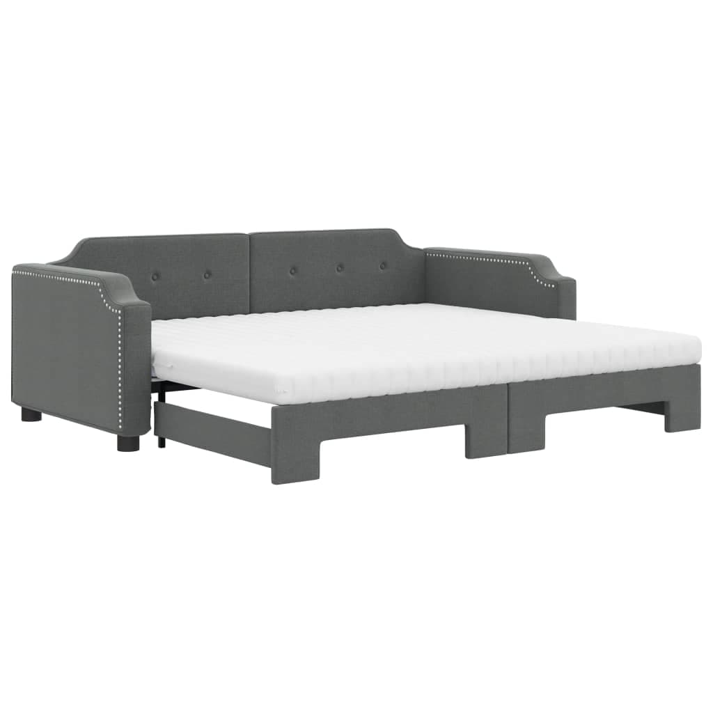 vidaXL Sofá-cama c/ gavetão e colchões 80x200cm tecido cinzento-escuro