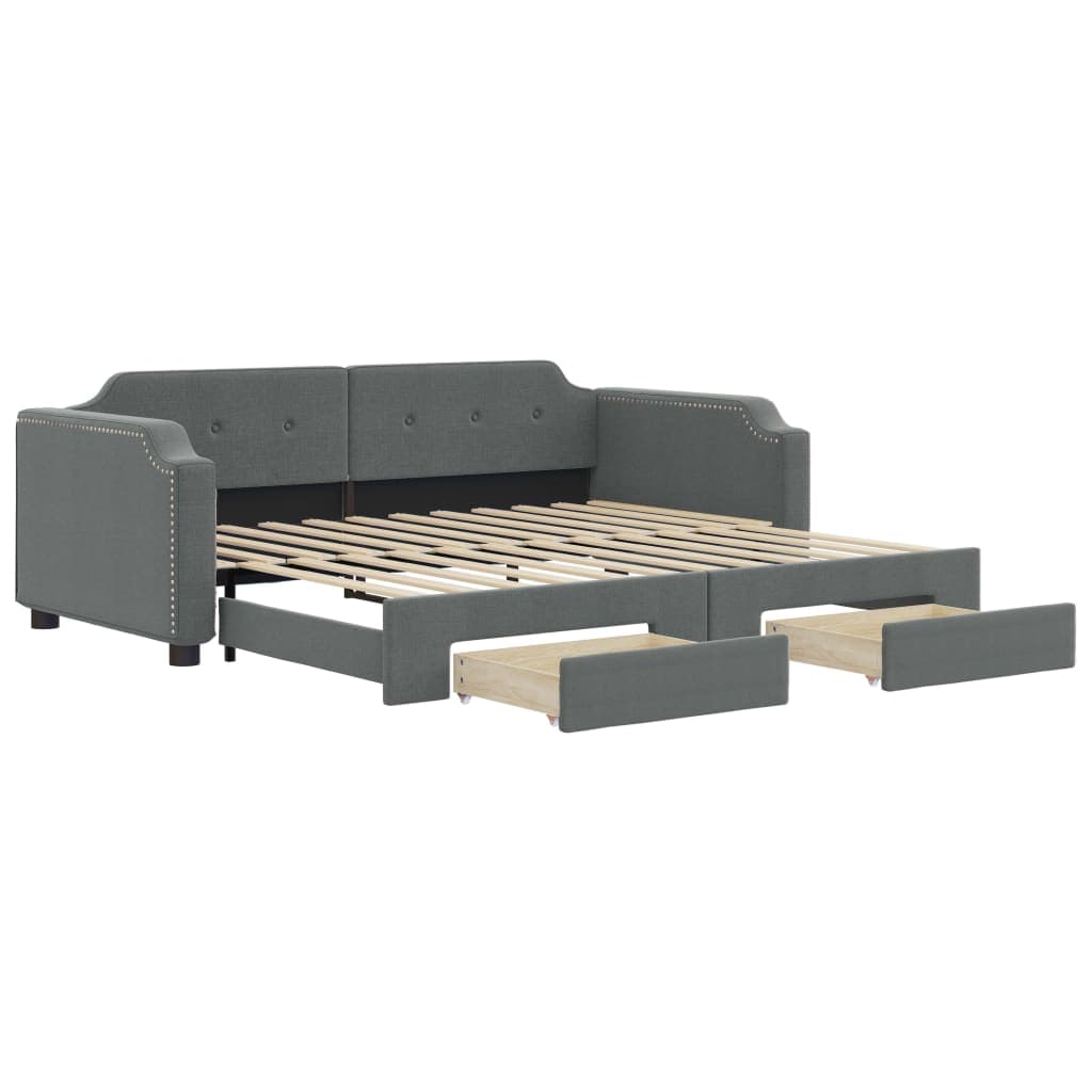 vidaXL Sofá-cama c/ gavetão/gavetas 100x200 cm tecido cinzento-escuro