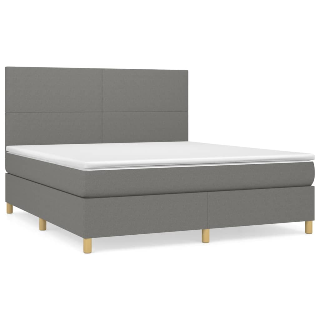 vidaXL Cama com molas/colchão 160x200 cm tecido cinzento-escuro