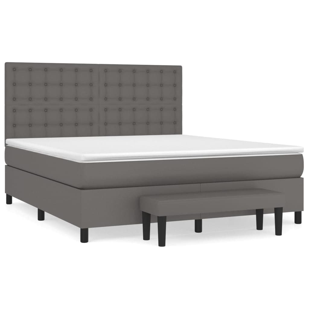 vidaXL Cama com molas/colchão 160x200 cm couro artificial cinzento
