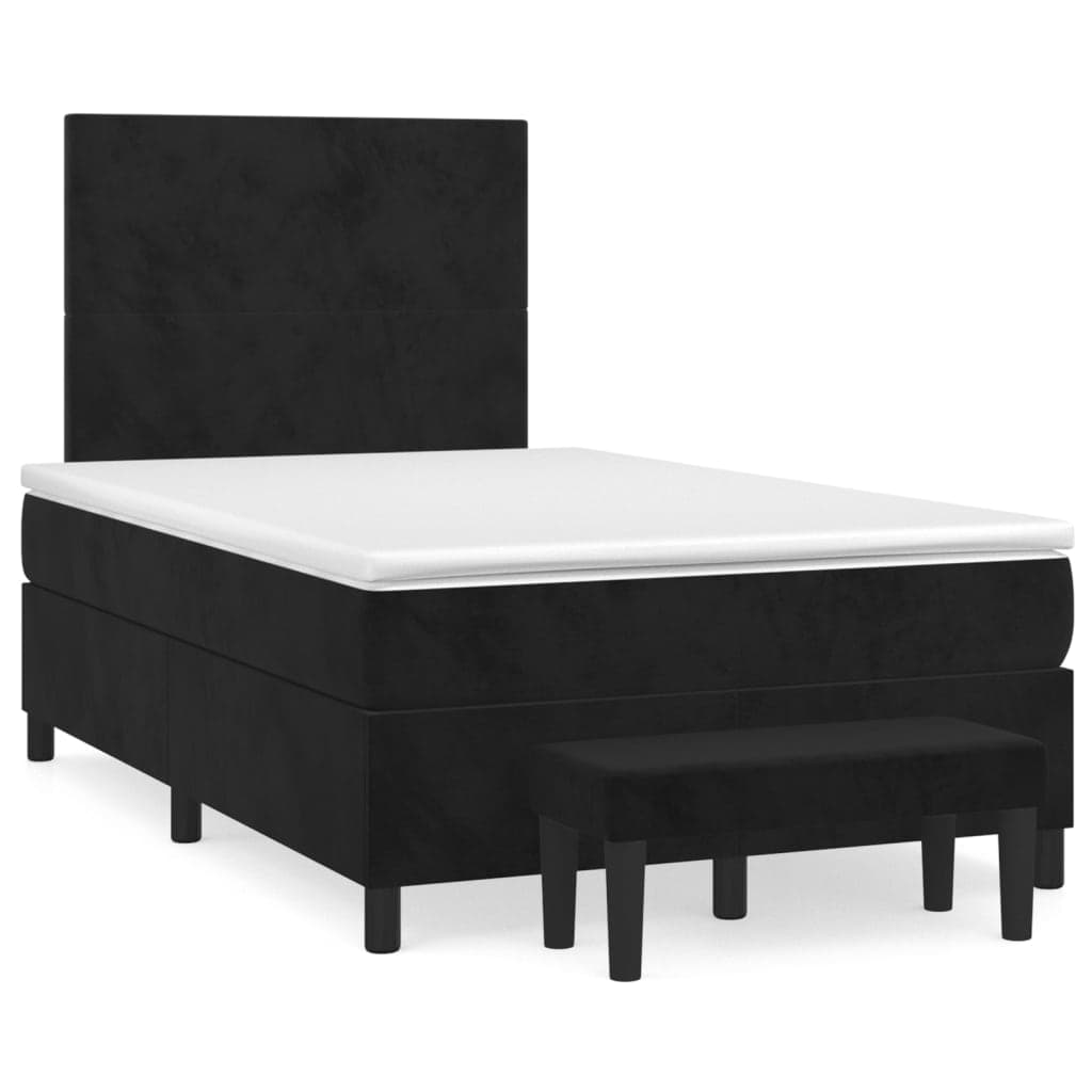vidaXL Cama boxspring com colchão 120x200 cm veludo preto