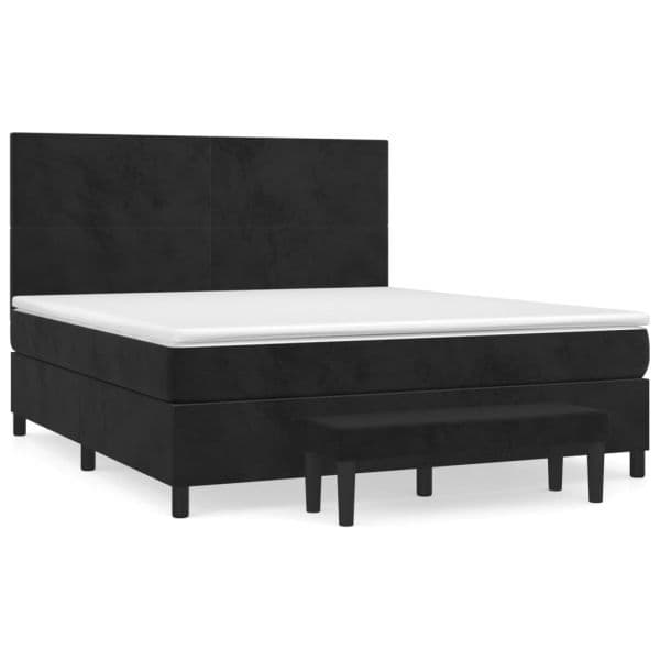 vidaXL Cama com Molas/colchão 180x200 cm Veludo Preto - 368245428
