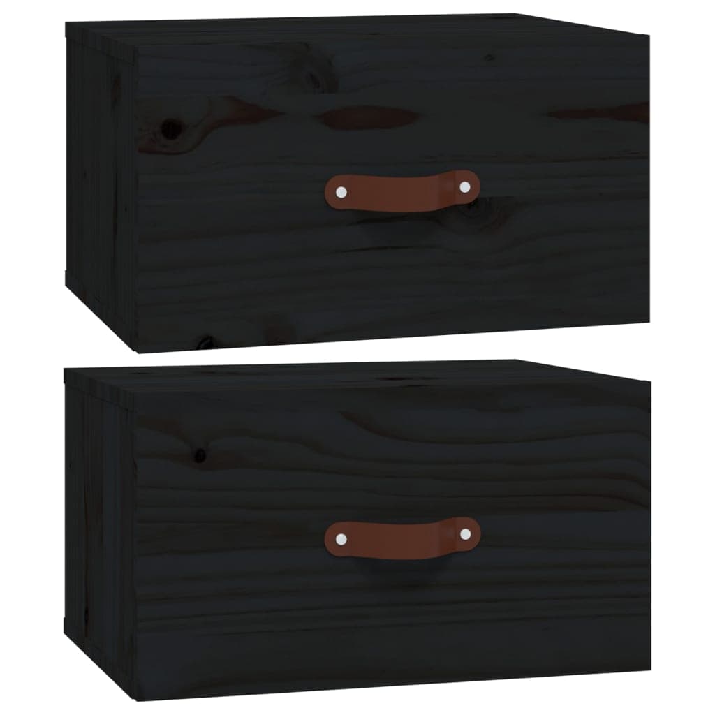 vidaXL Mesas de cabeceira montagem na parede 2 pcs 40x29,5x22cm preto