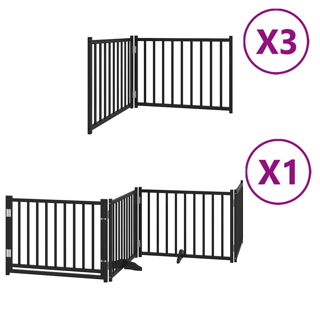 vidaXL Portão p/ cães com porta dobrável 10 painéis 800 cm álamo preto