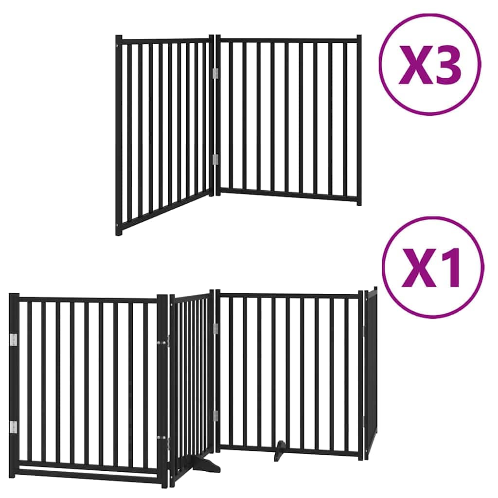 vidaXL Portão p/ cães com porta dobrável 10 painéis 800 cm álamo preto