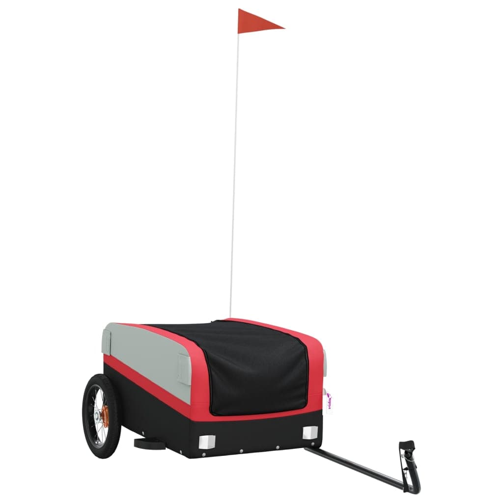 vidaXL Reboque para bicicleta 30 kg ferro preto e vermelho