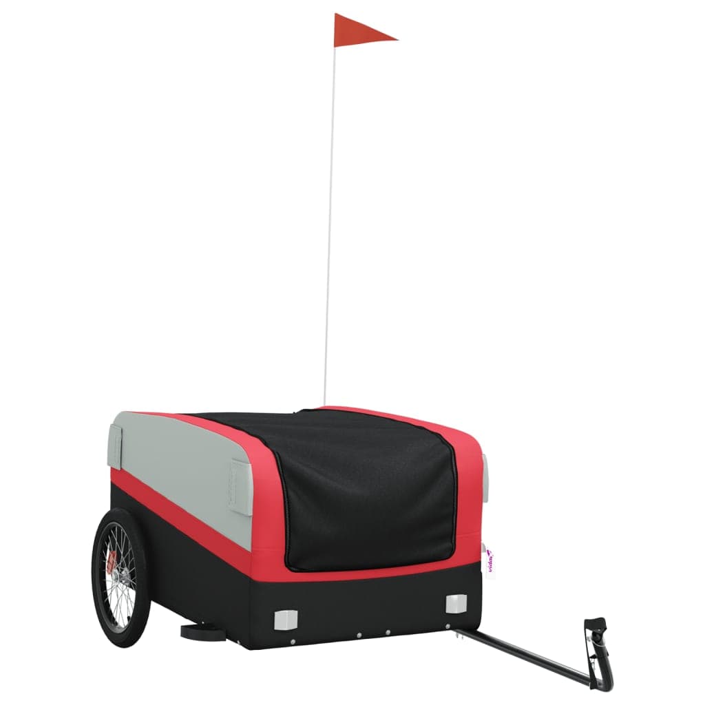 vidaXL Reboque para bicicleta 45 kg ferro preto e vermelho