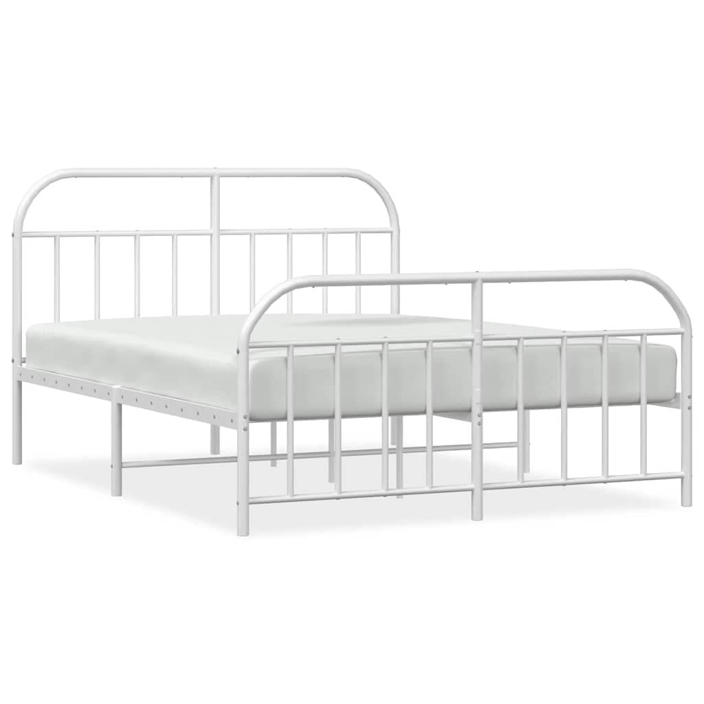 vidaXL Estrutura de cama com cabeceira e pés 135x190 cm metal branco