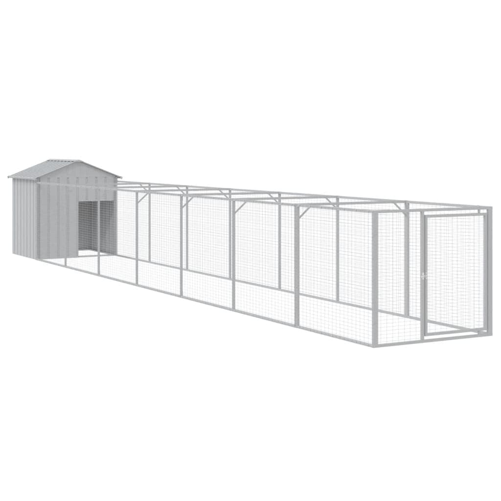 vidaXL Casota para cães com telhado aço galvanizado cinzento-claro