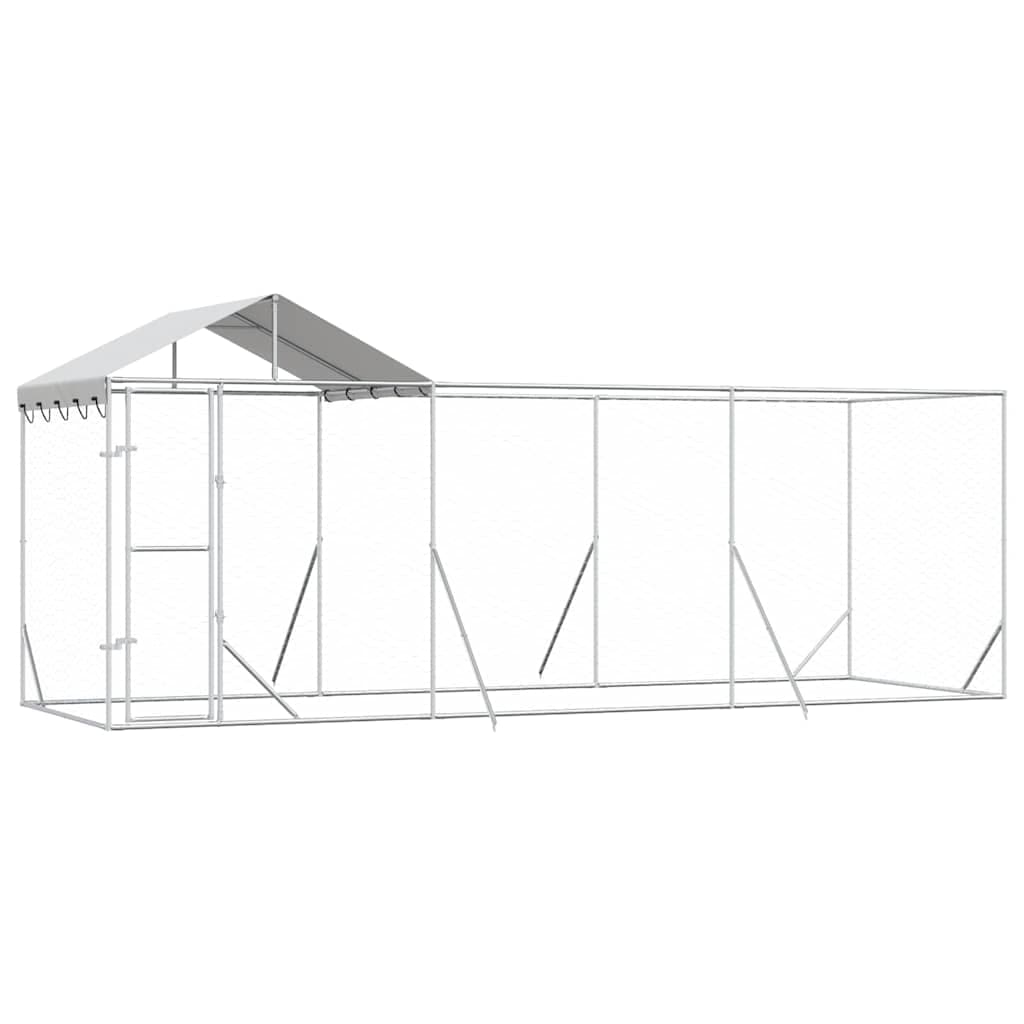 vidaXL Canil de exterior com teto 6x2x2,5 m aço galvanizado prateado
